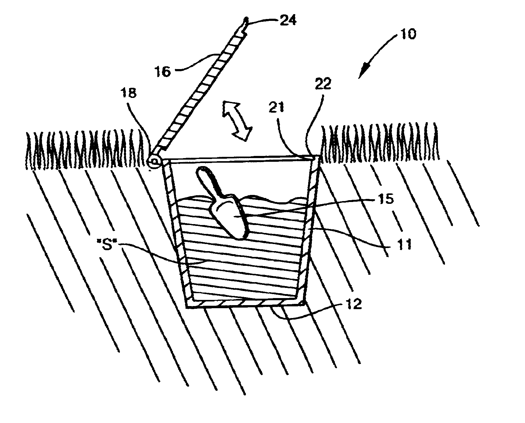 In-ground sand receptacle with distance indicating indicia for use on a golf course