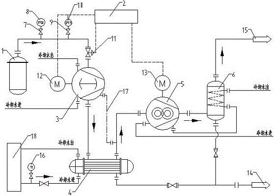 Power plant condenser vacuum maintaining unit provided with water chilling unit