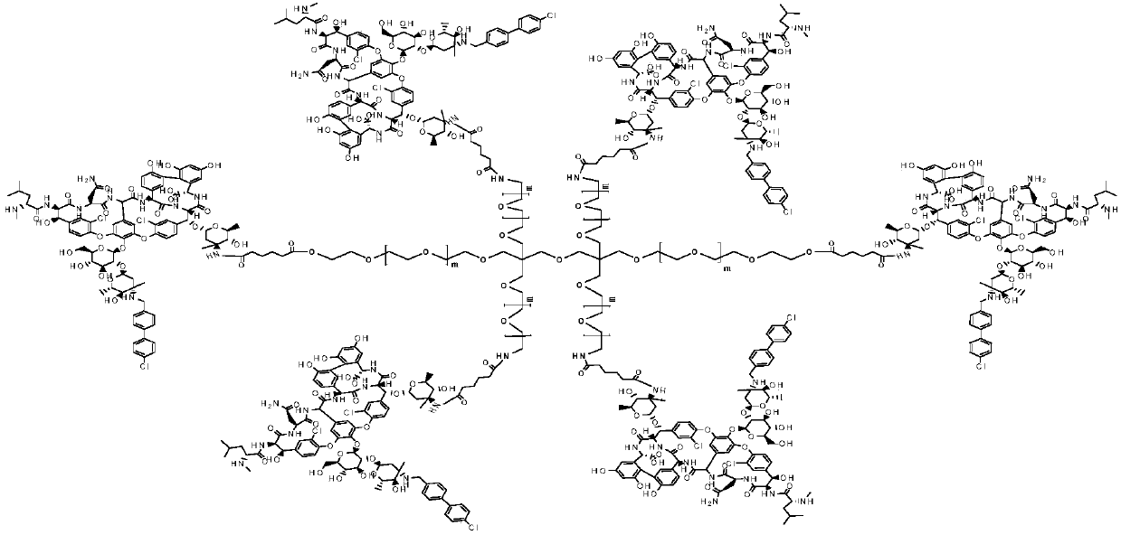 Multi-arm PEGylated oritavancin derivative and preparation method thereof