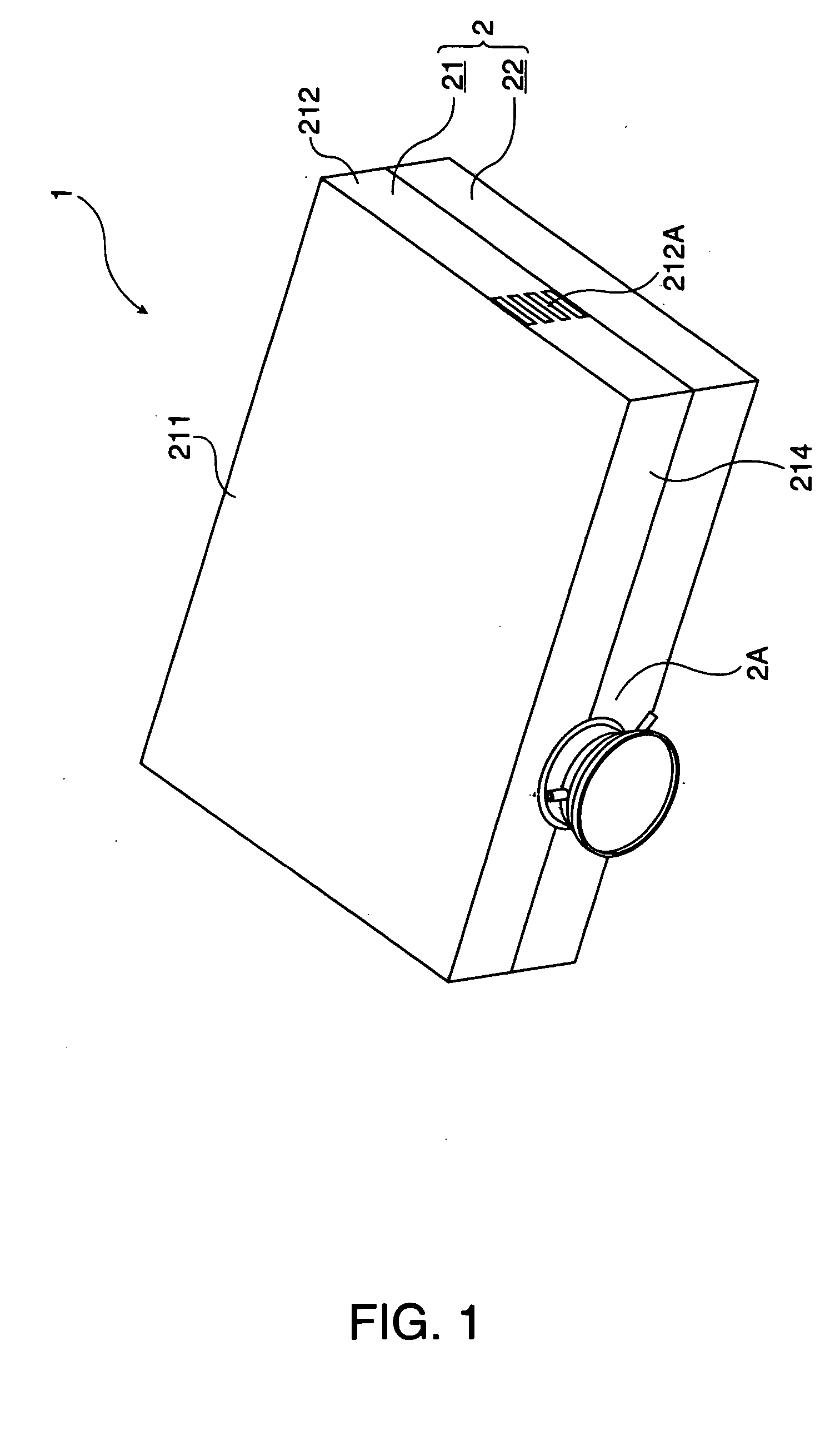 Optical parts casing and projector