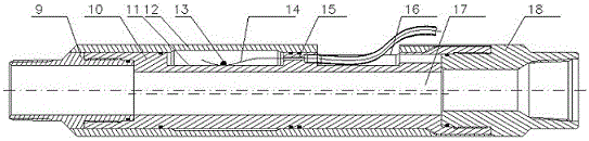 On-line integrated monitoring device and method for deep well oil and gas reservoir temperature and pressure