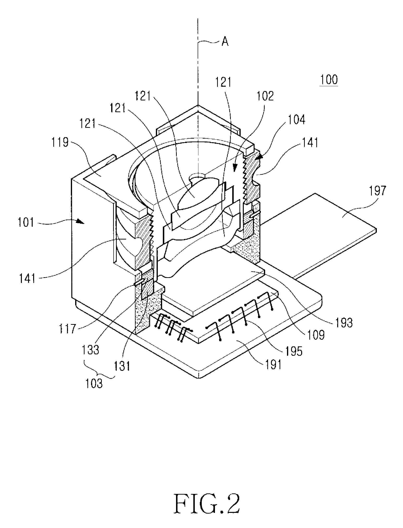 Camera lens module having auto-focusing device