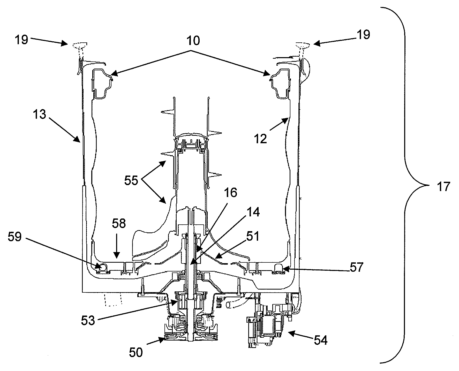 Balance ring system on two planes for a spin rotary machine