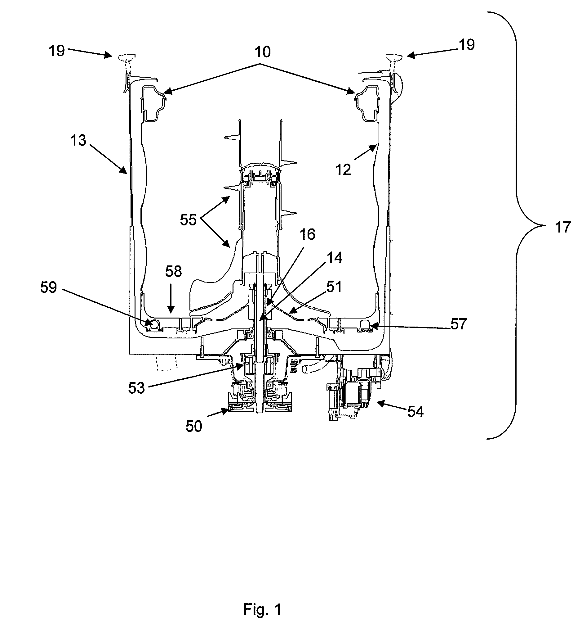 Balance ring system on two planes for a spin rotary machine