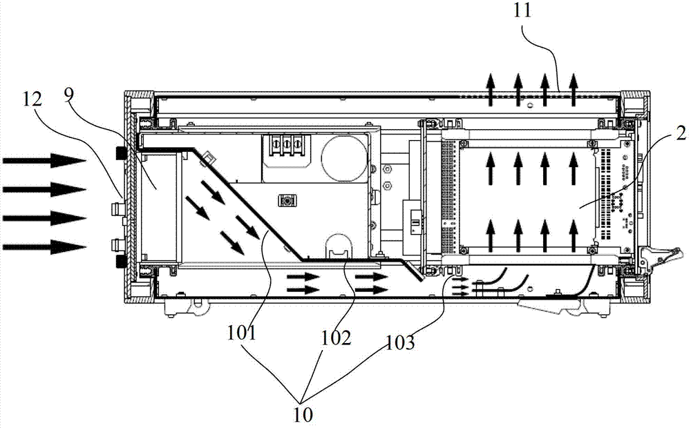 Peripheral component interconnect extensions for instrumentation (PXI) heat dissipation case and PXI test system