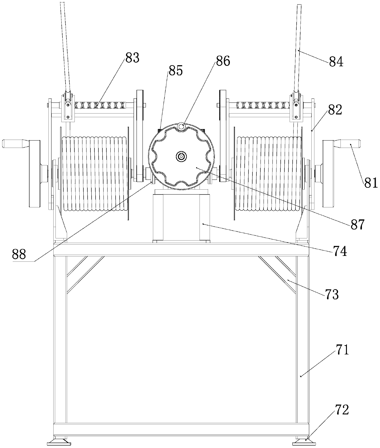 A high-voltage electrified overhead bare wire lifting crane and its rubber-covered spraying robot