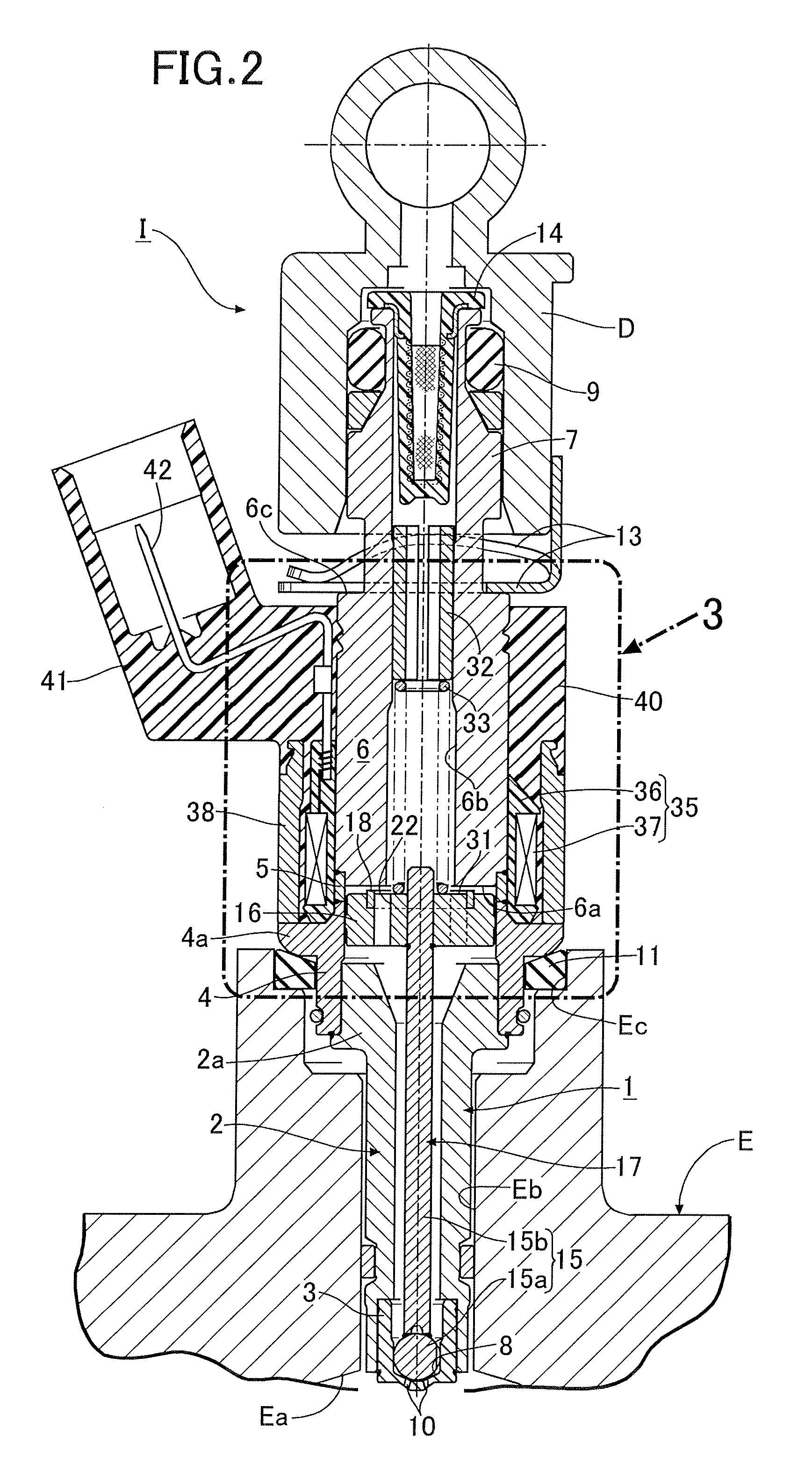 Support structure of direct fuel injection valve