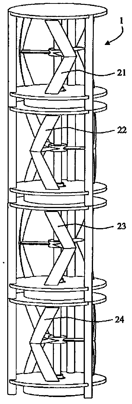 Transverse flow marine turbine with autonomous stages