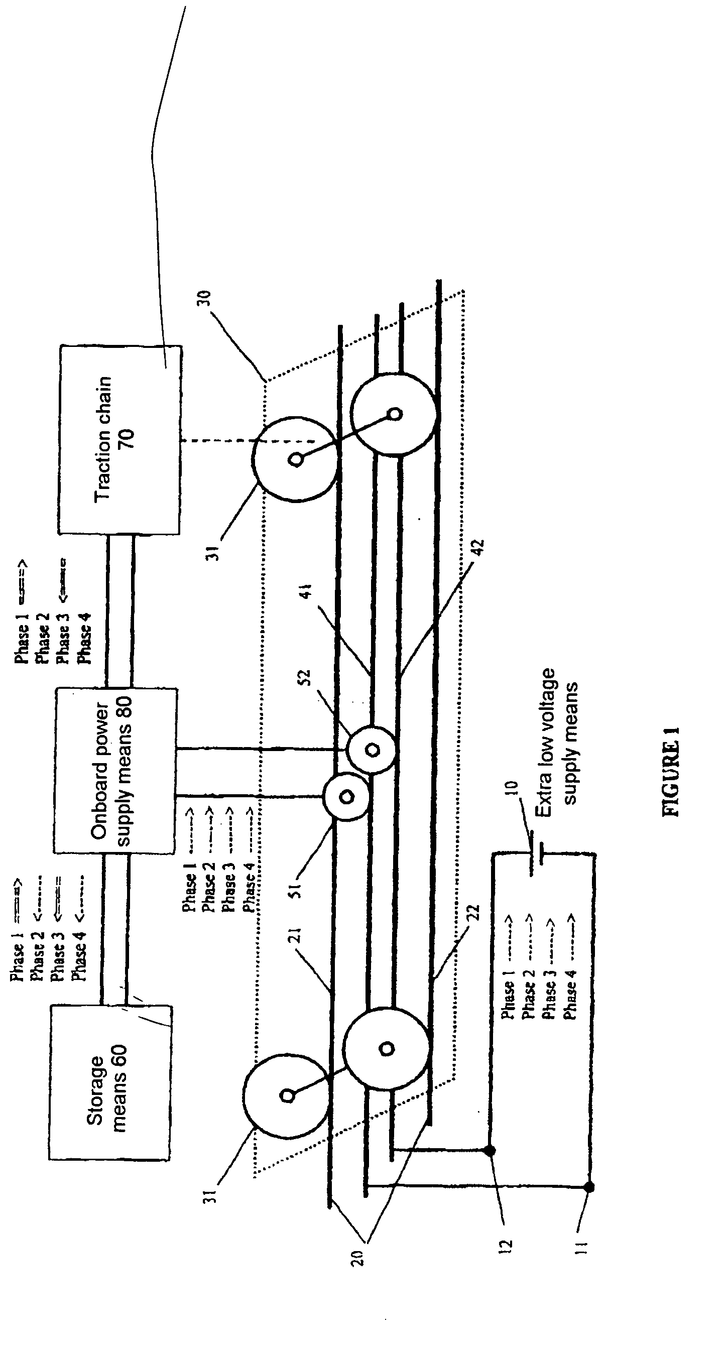 System For Supplying Very Low Voltage Electrical Energy For An Electrical Traction Vehicle Comprising An Onboard Store Of Energy