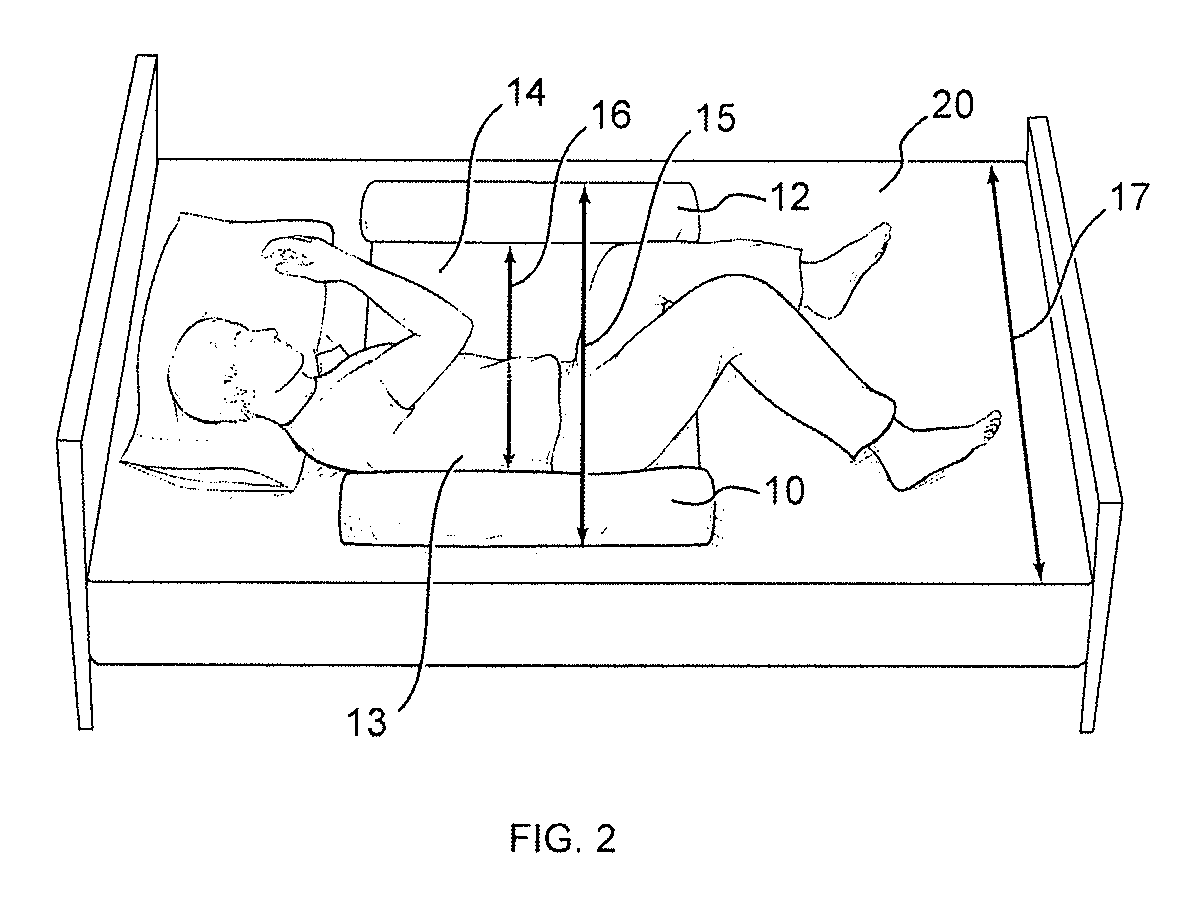 Suspended back pillow for sustaining a side sleeping position