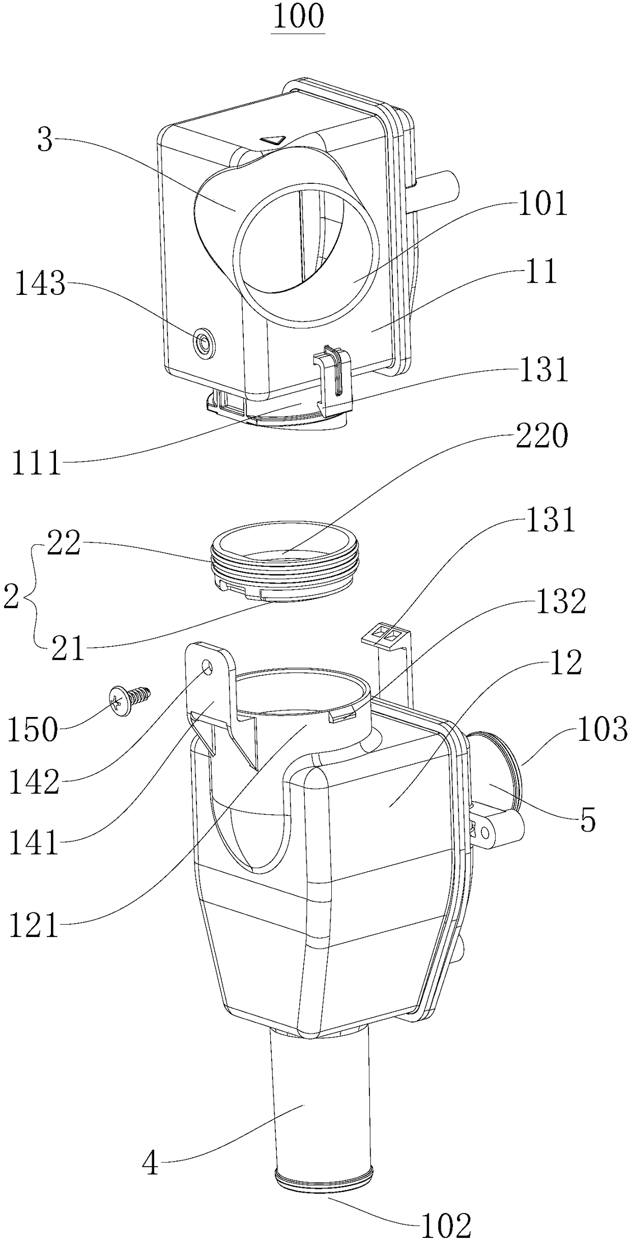 Tee assembly for washer-dryer and washer-dryer with same