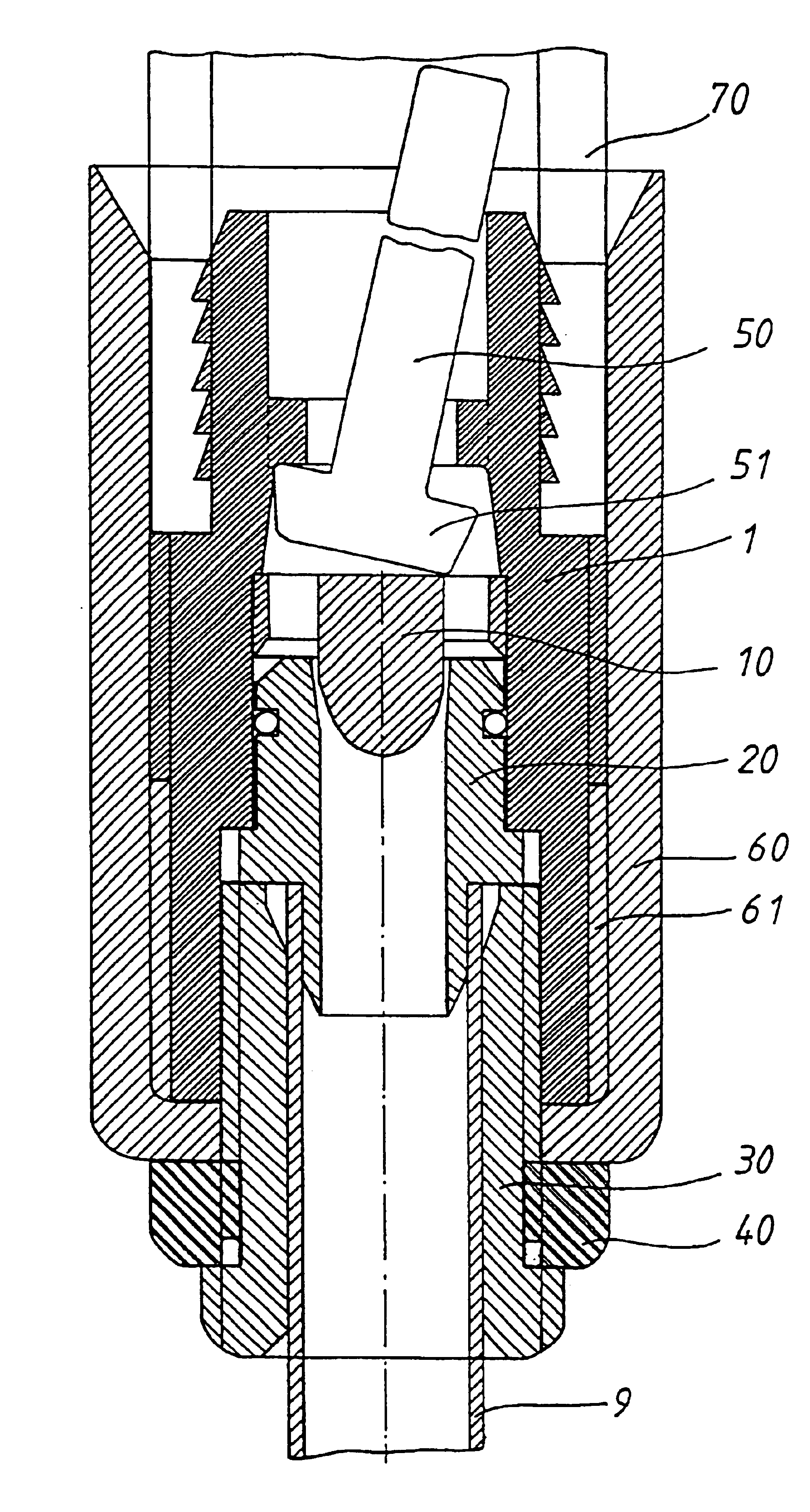 Compressed air pistol with blowout nozzle