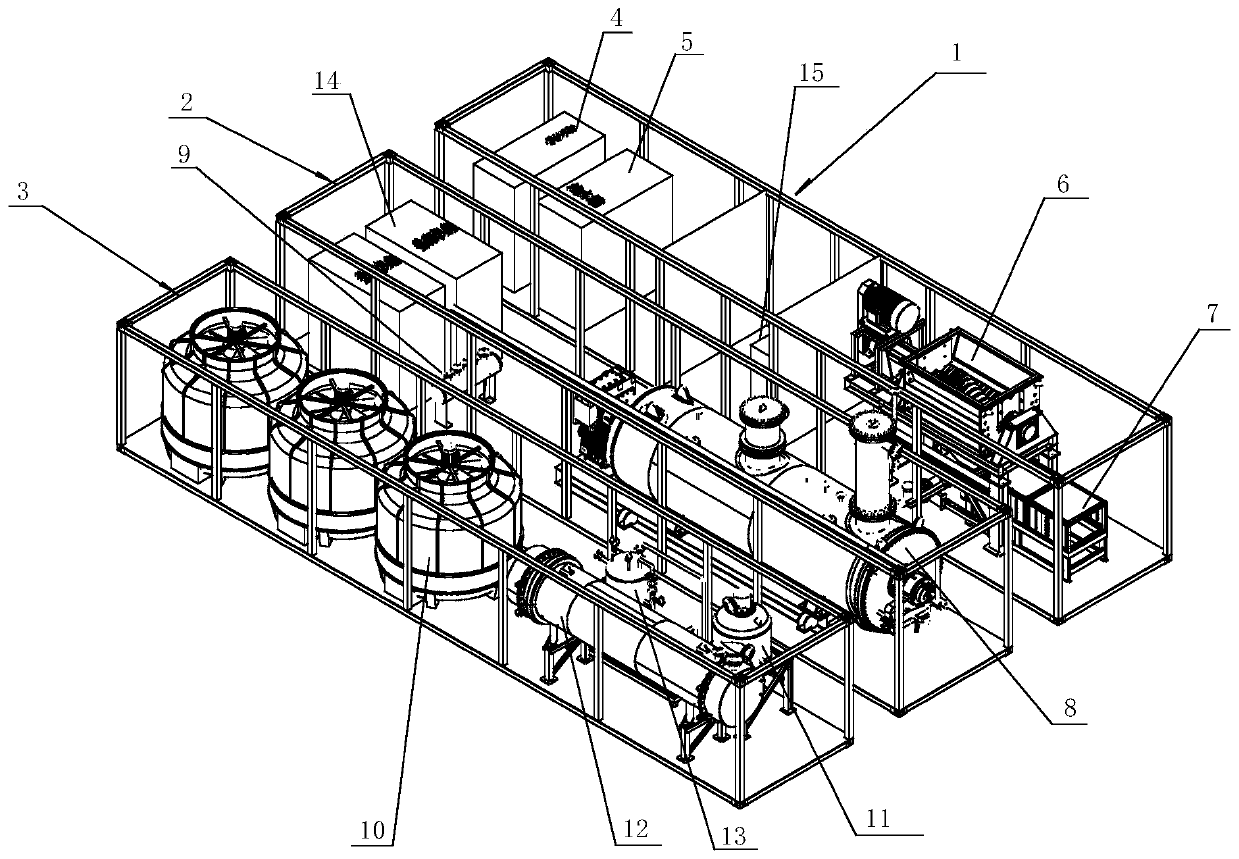 Container-type mobile livestock and poultry carcass biosafety disposal process and equipment