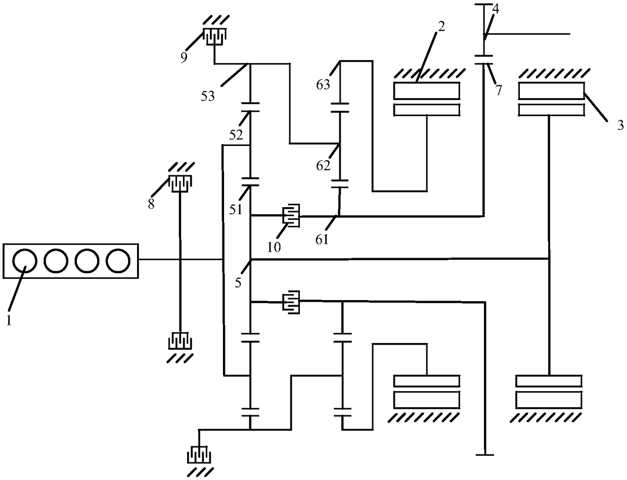 Hybrid coupling device based on double-row planetary gears