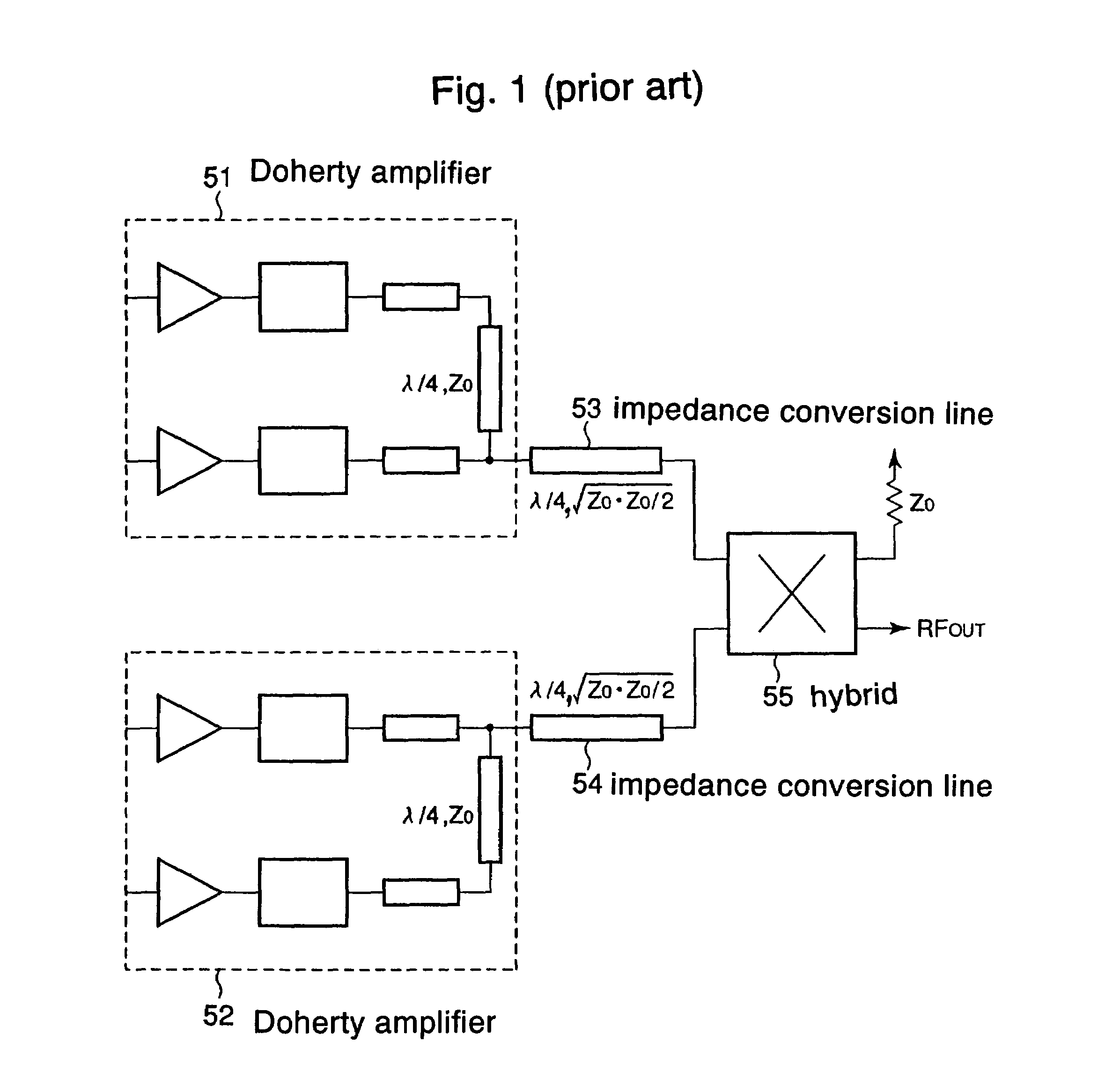 Circuit for parallel operation of Doherty amplifiers