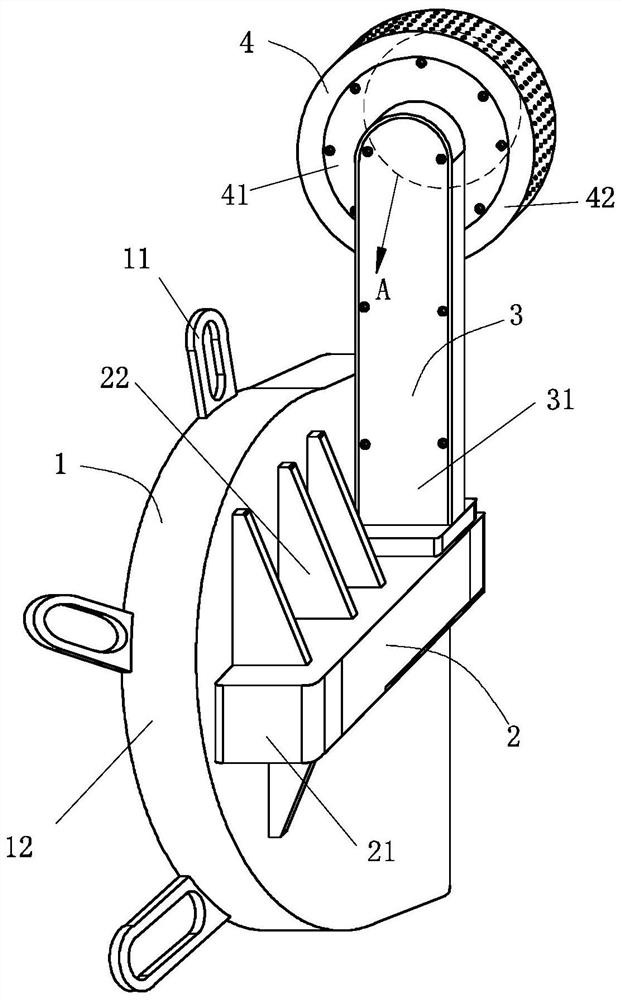 An auxiliary device for walking in ruins for fire-fighting robots