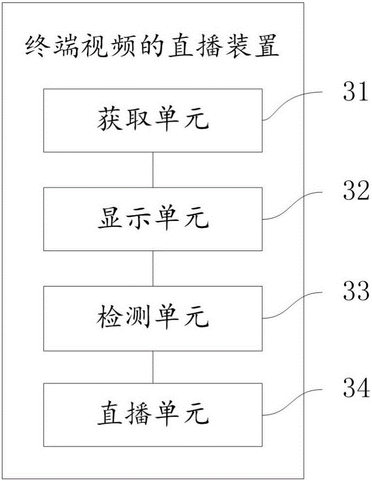 Live broadcast method and device of terminal video