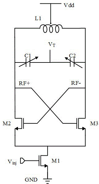 Injection locking frequency division structure with automatic frequency verification function