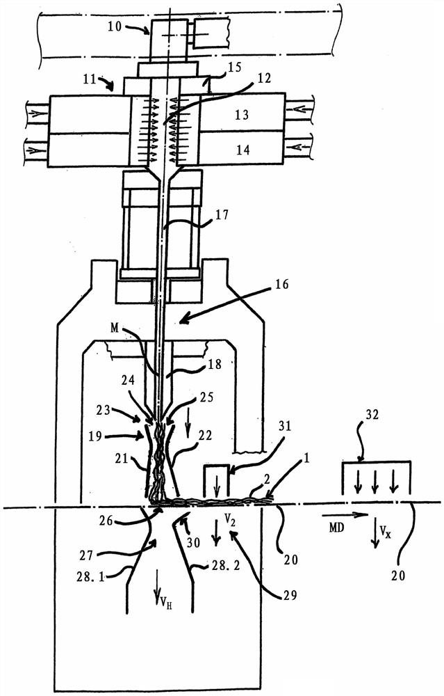 Device and method for producing non-woven fabric made of fiber