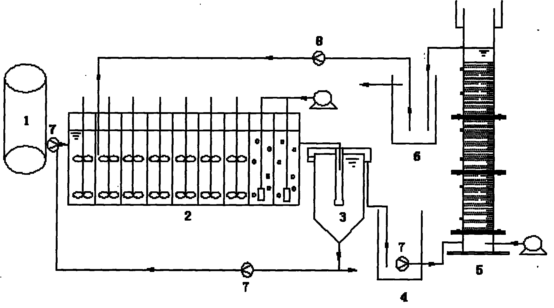 Device and method for processing C/N urban household wastewater by A2O-BAF (Biological Aerated Filter) process