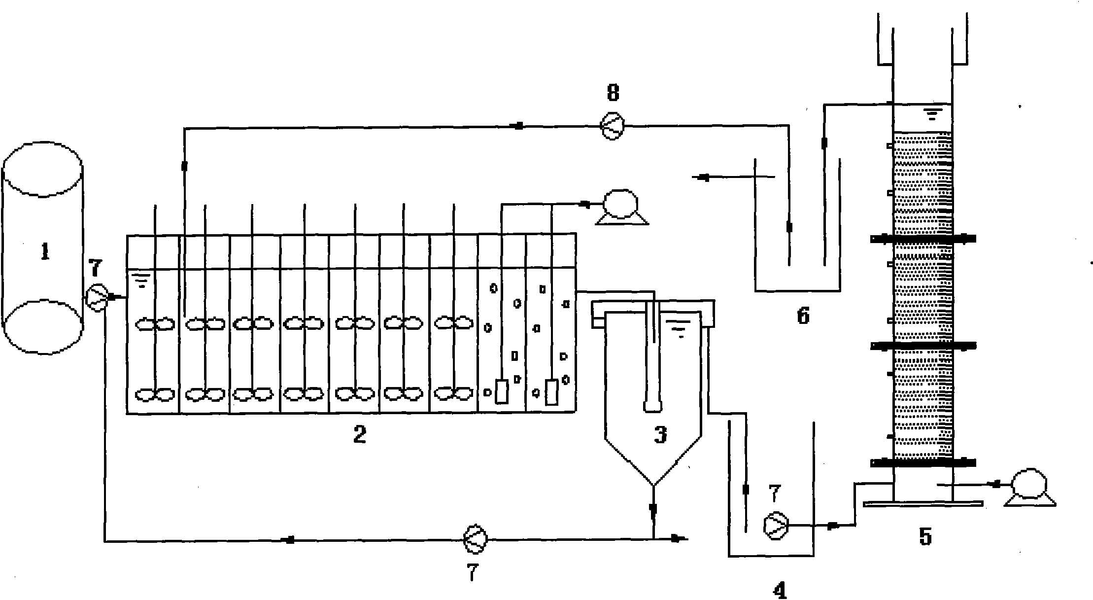 Device and method for processing C/N urban household wastewater by A2O-BAF (Biological Aerated Filter) process