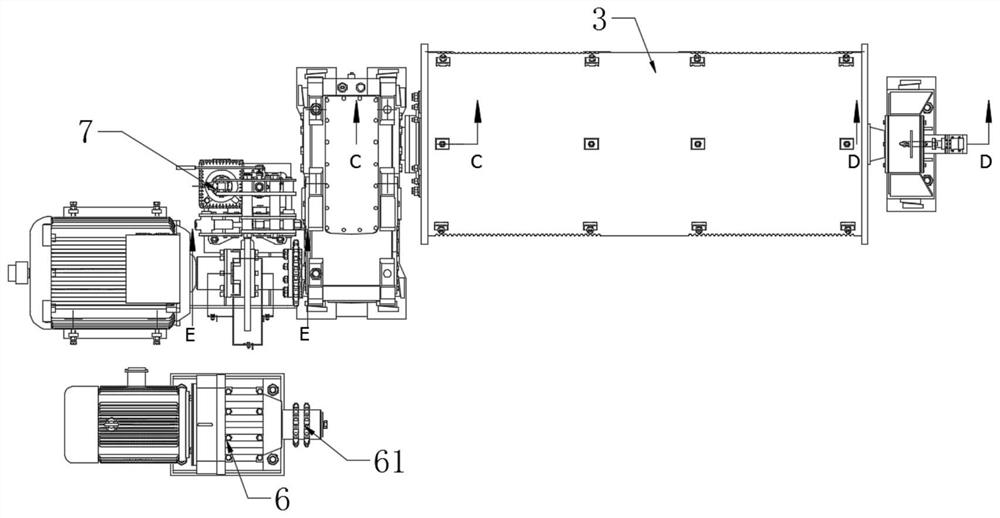 Trolley running mechanism for quayside container crane and using method of trolley running mechanism