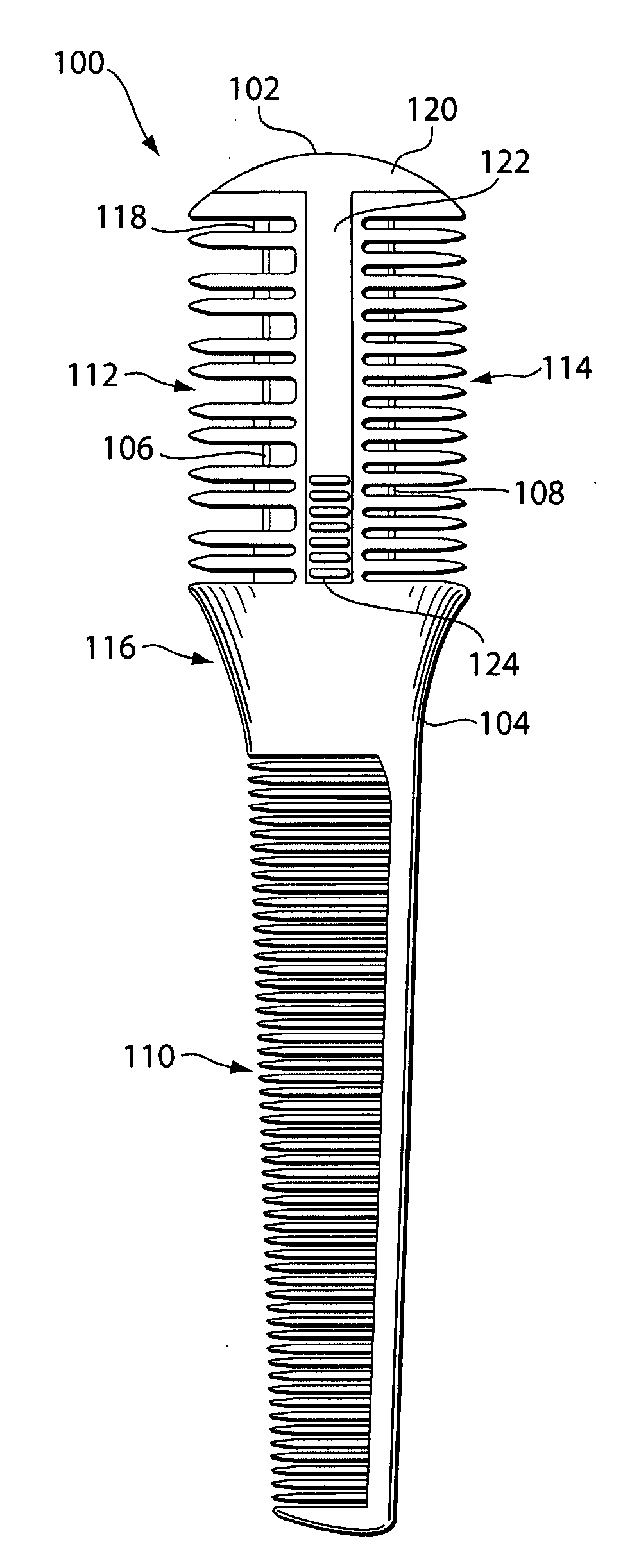 Hair cutting comb with T-top member