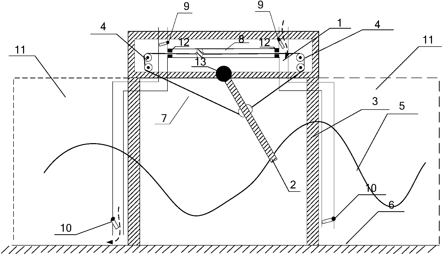 Floating wave energy oxygen supply device using gravity pendulum