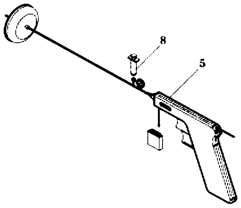 Pressure-measuring fluid-discharging injection gun for lumbar puncture