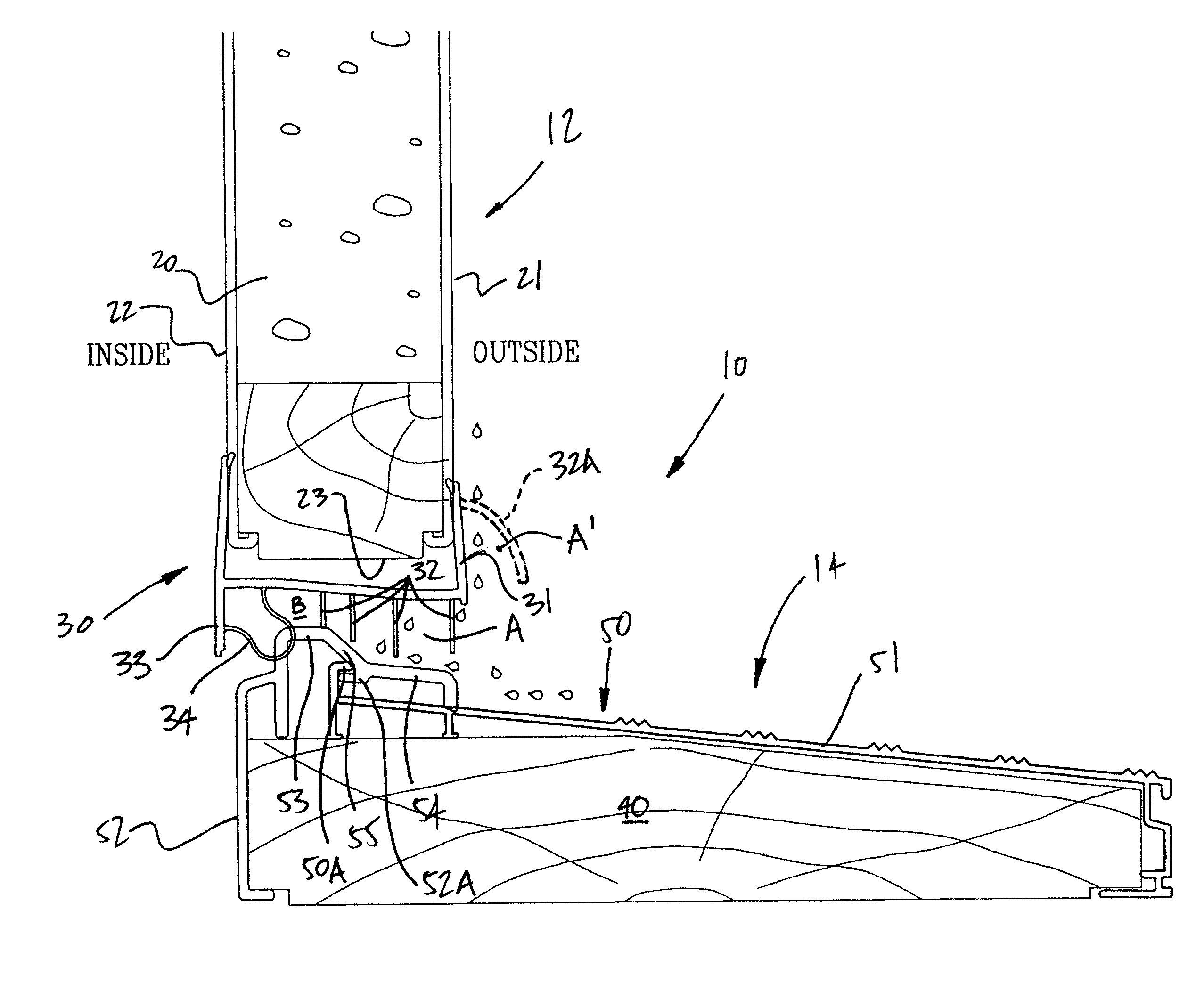 Door sill assembly with sealed zone for exterior doors