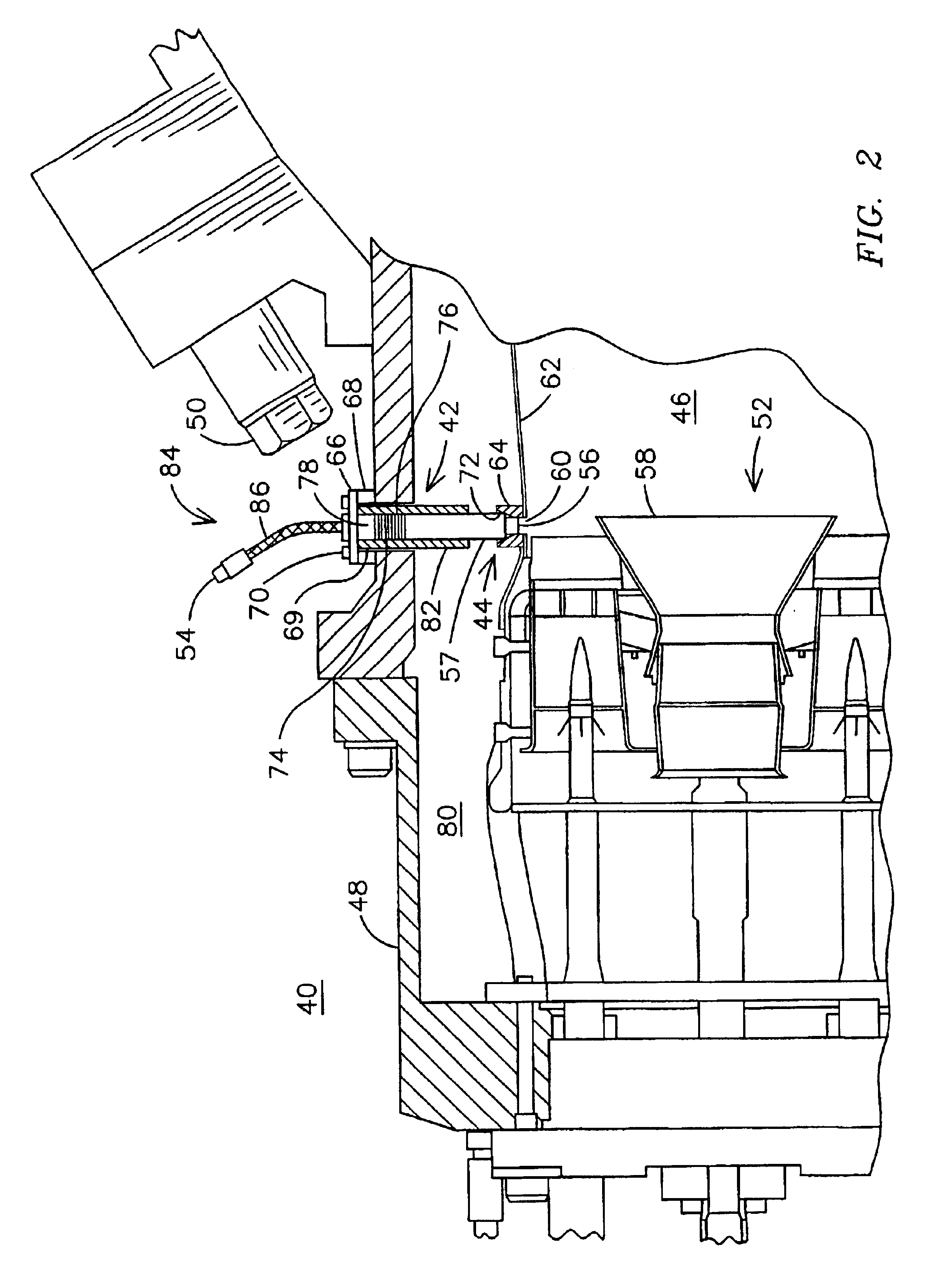 Gas turbine with flexible combustion sensor connection