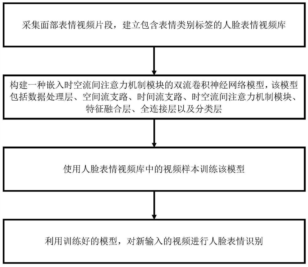 Dynamic expression recognition method and system based on attention mechanism between space-time streams