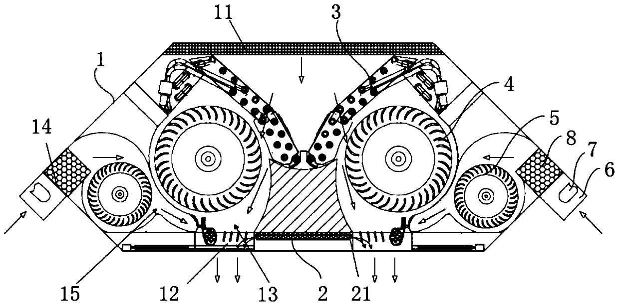 Indoor unit of suspended corner air conditioner