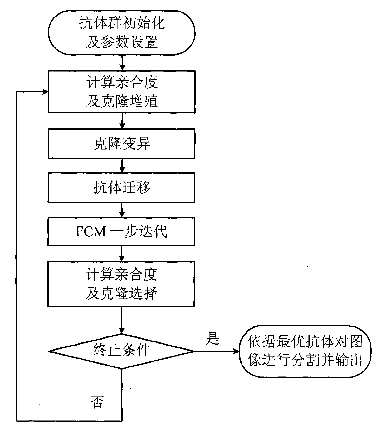 Nonsupervision image segmentation process based on clone selection