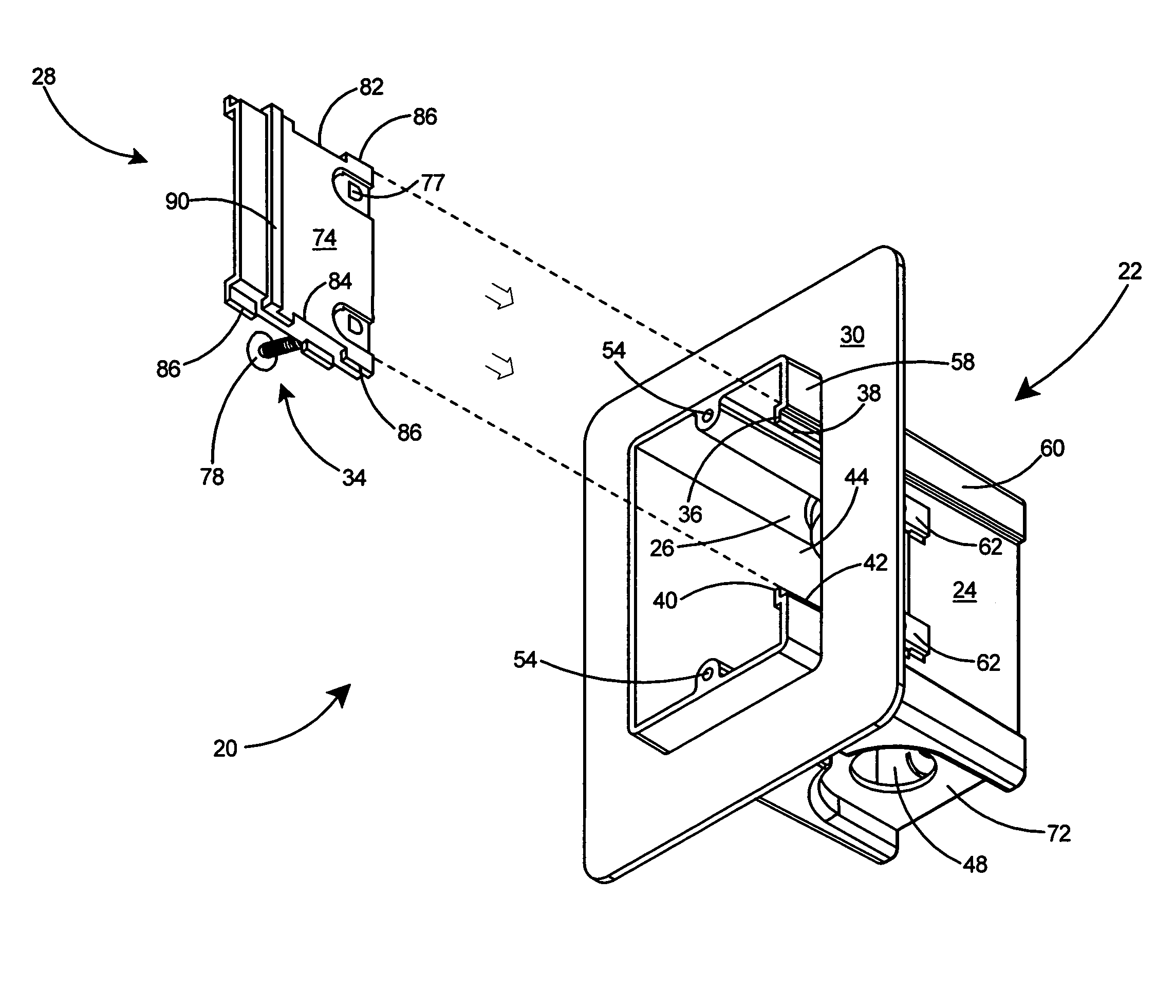 Electrical box assembly with internal mounting arrangement and flange to seal against air infiltration