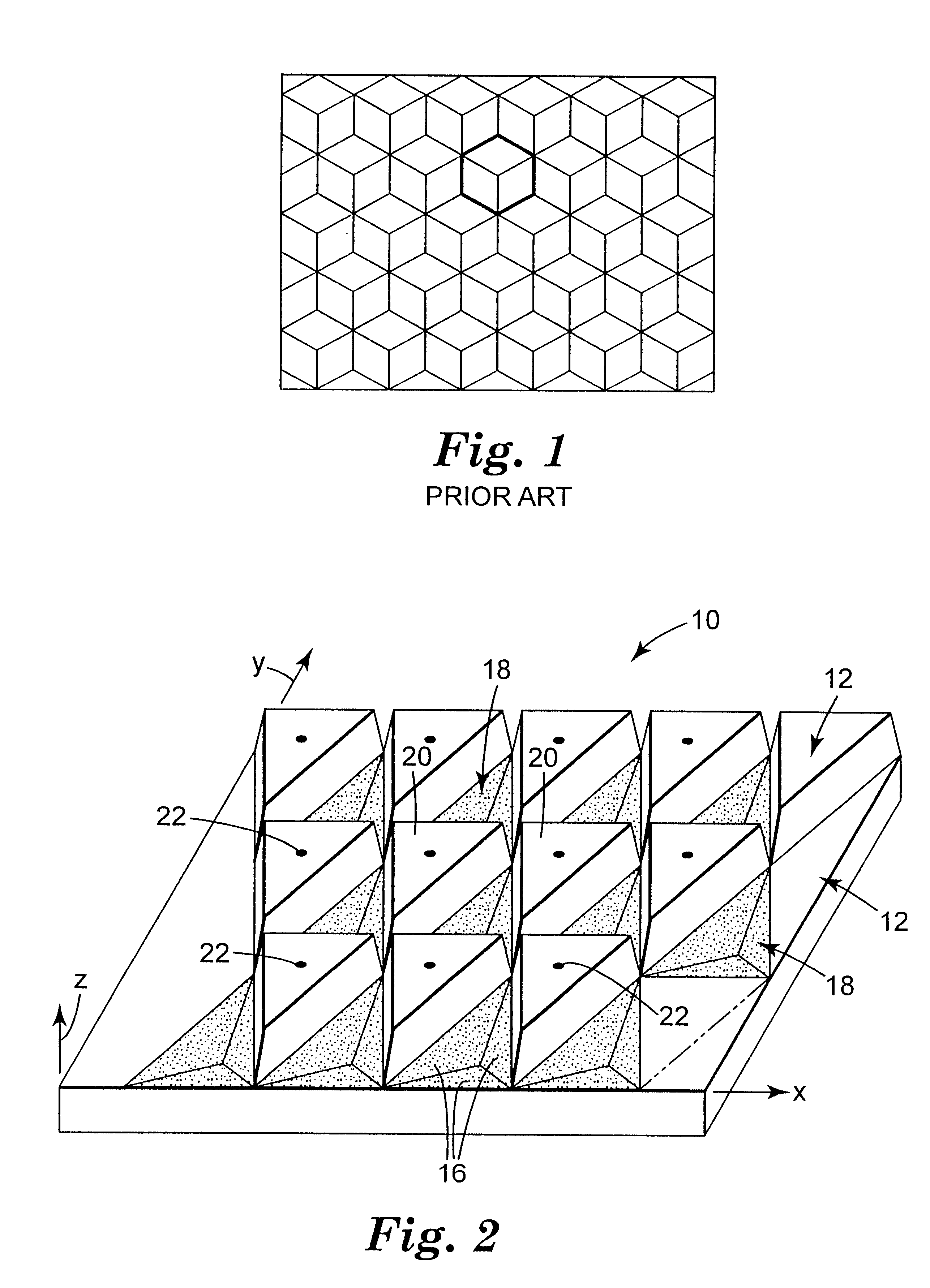 Structured surface articles containing geometric structures with compound faces and methods for making same