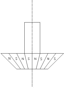 Magnetic bevel gear for non-contact type space crossing driving and manufacturing method and application thereof