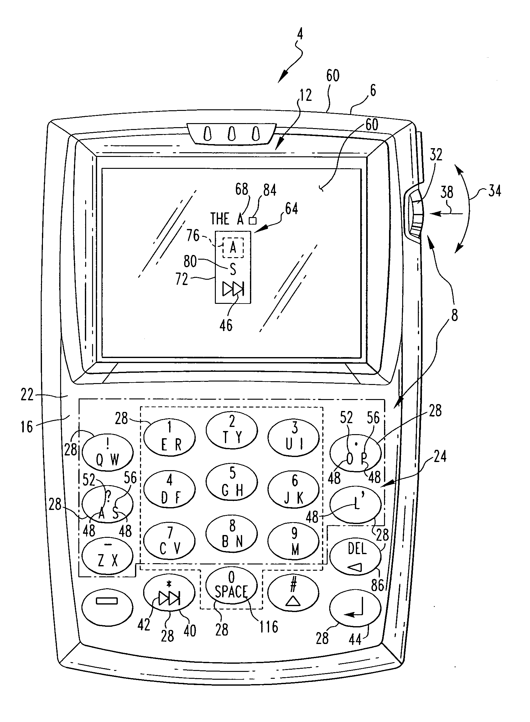 Handheld electronic device with text disambiguation