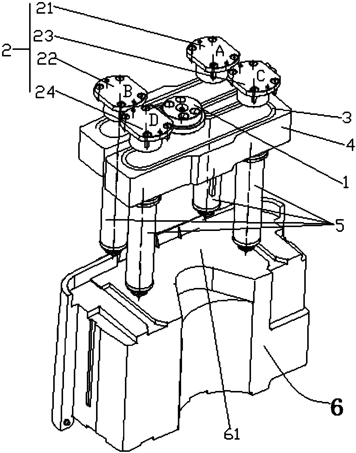 Glue feeding device and method for injection molding water tank