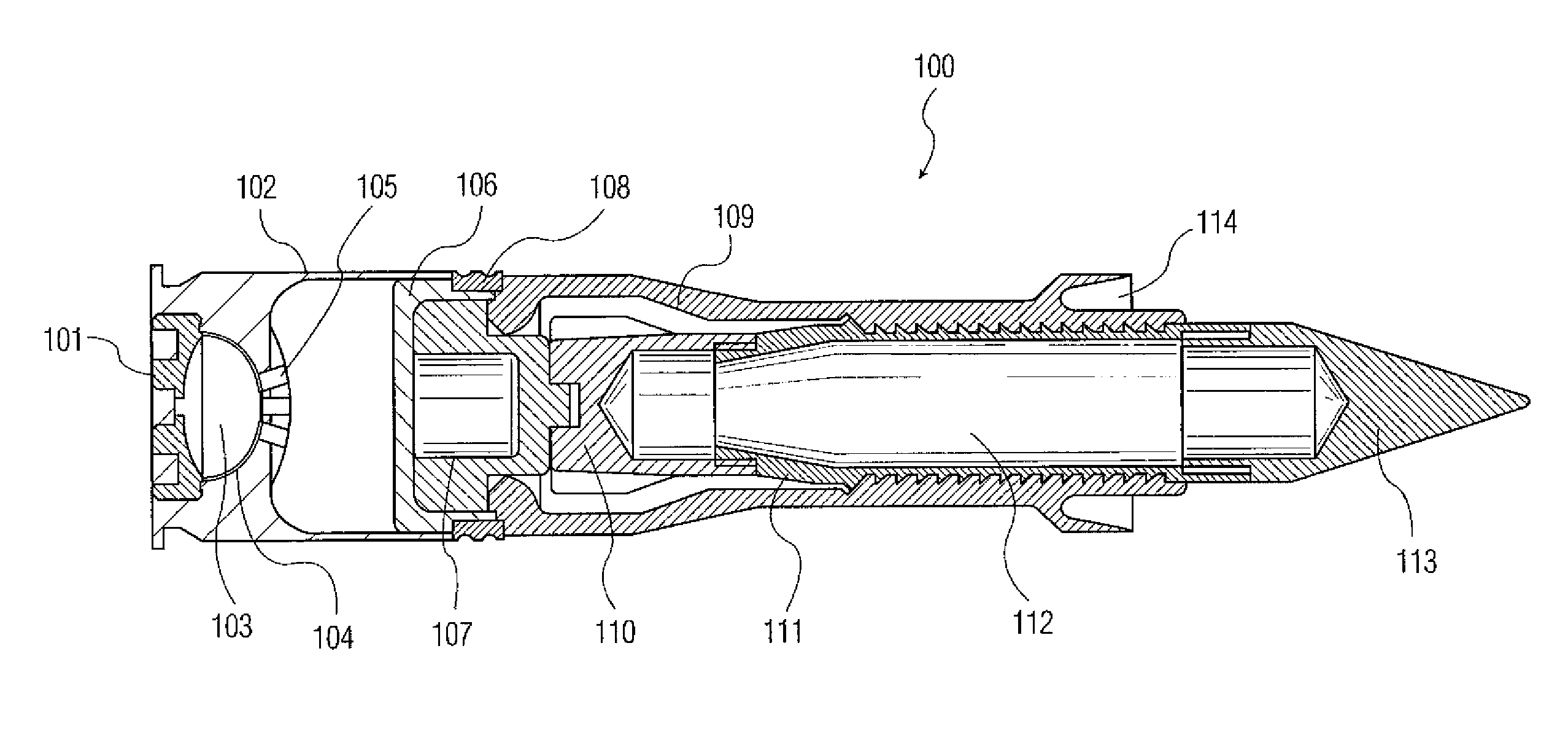 40 mm low drag extended range projectile