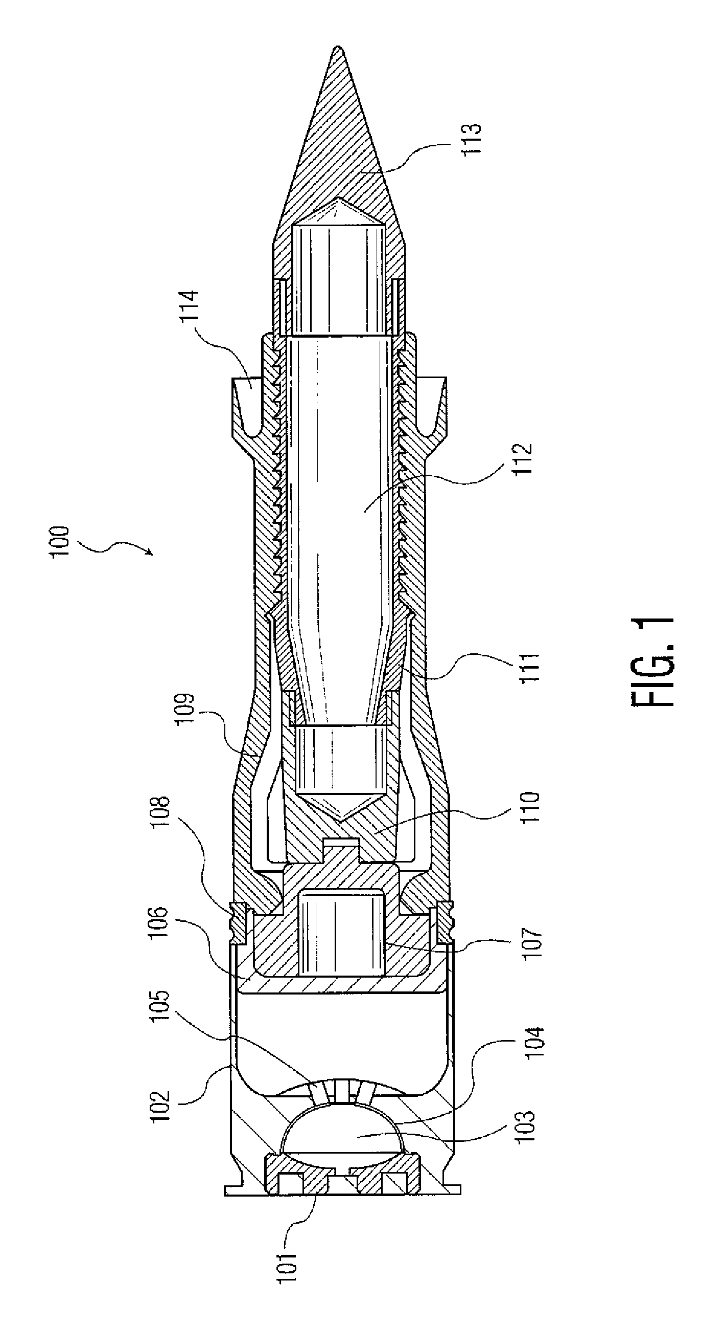 40 mm low drag extended range projectile