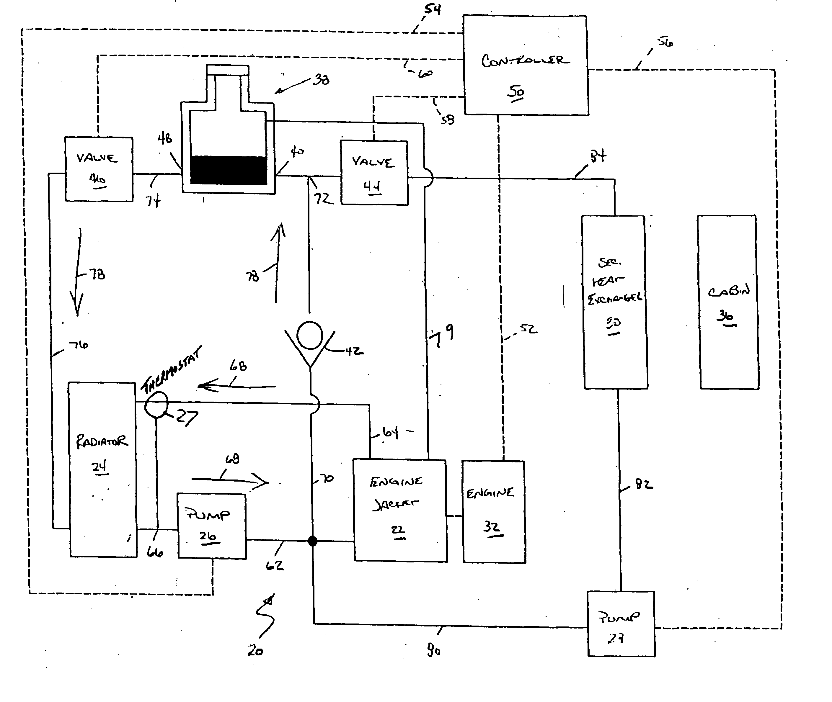 Coolant system with thermal energy storage and method of operating same