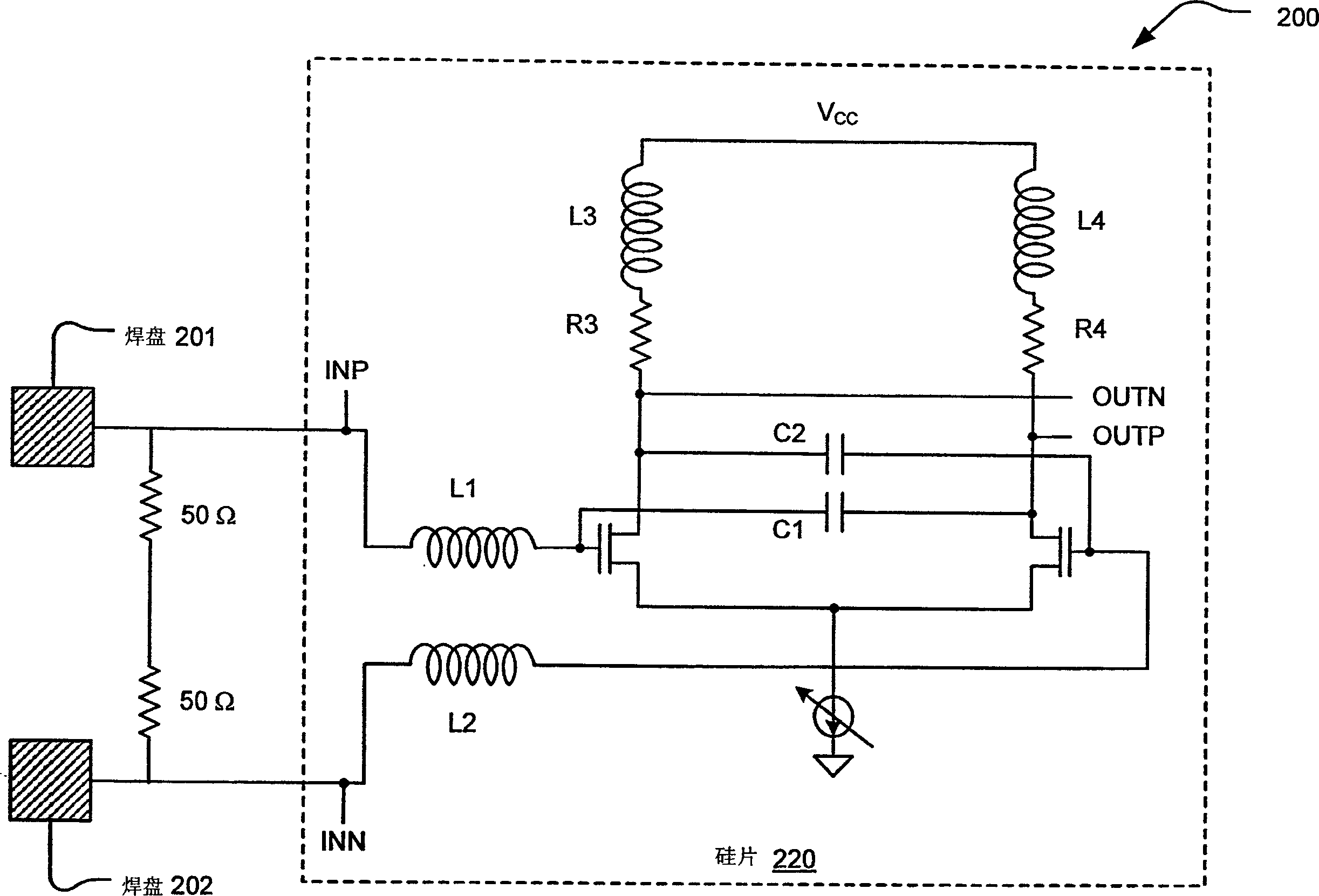 Current-controlled cmos wideband amplifier/equalizer circuit