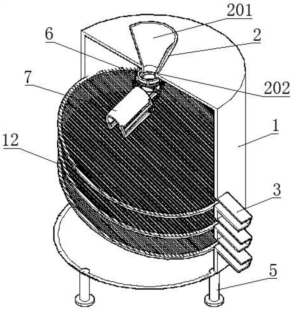 Uniform-distribution screening device for copper-based powder