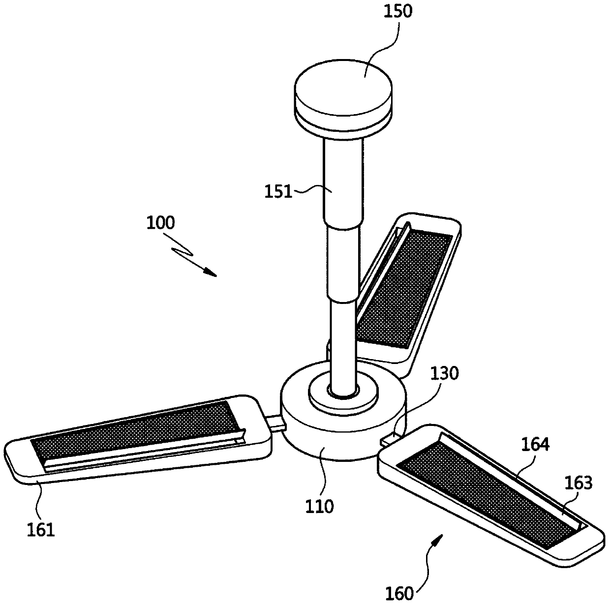 Ceiling-attached multi-function fan with sterilizing and purifying part for polluted air