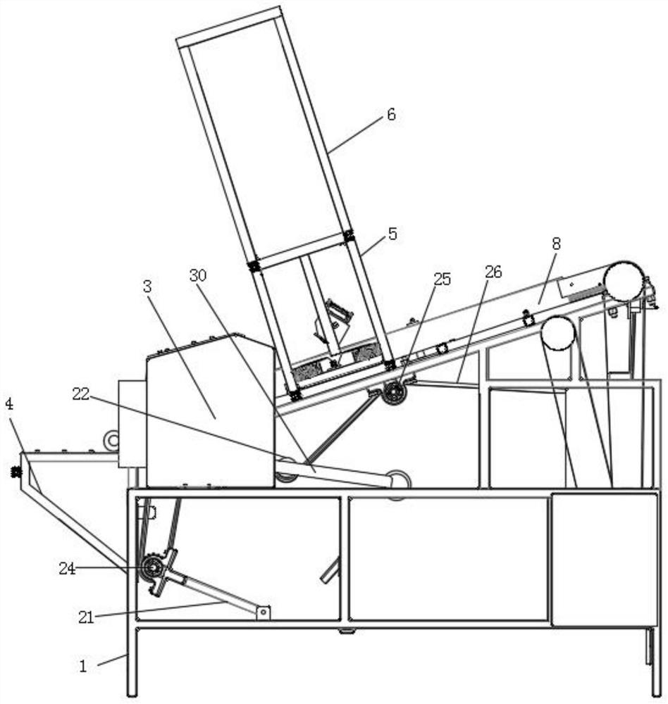 Material separation structure inside a municipal road cleaning and maintenance device