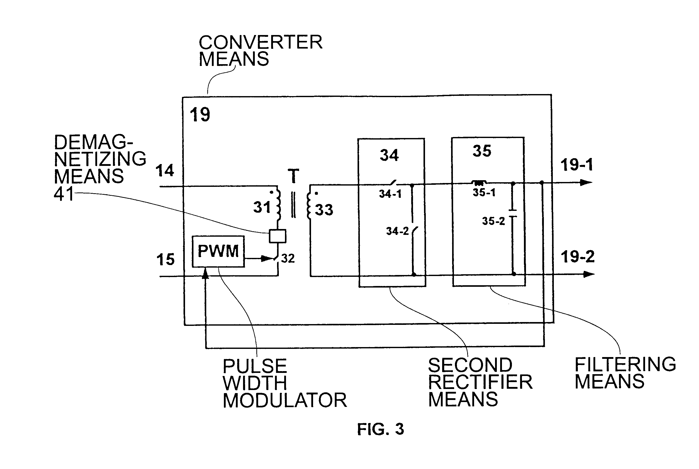 Switched power converter with hold-up time and harmonics reduction