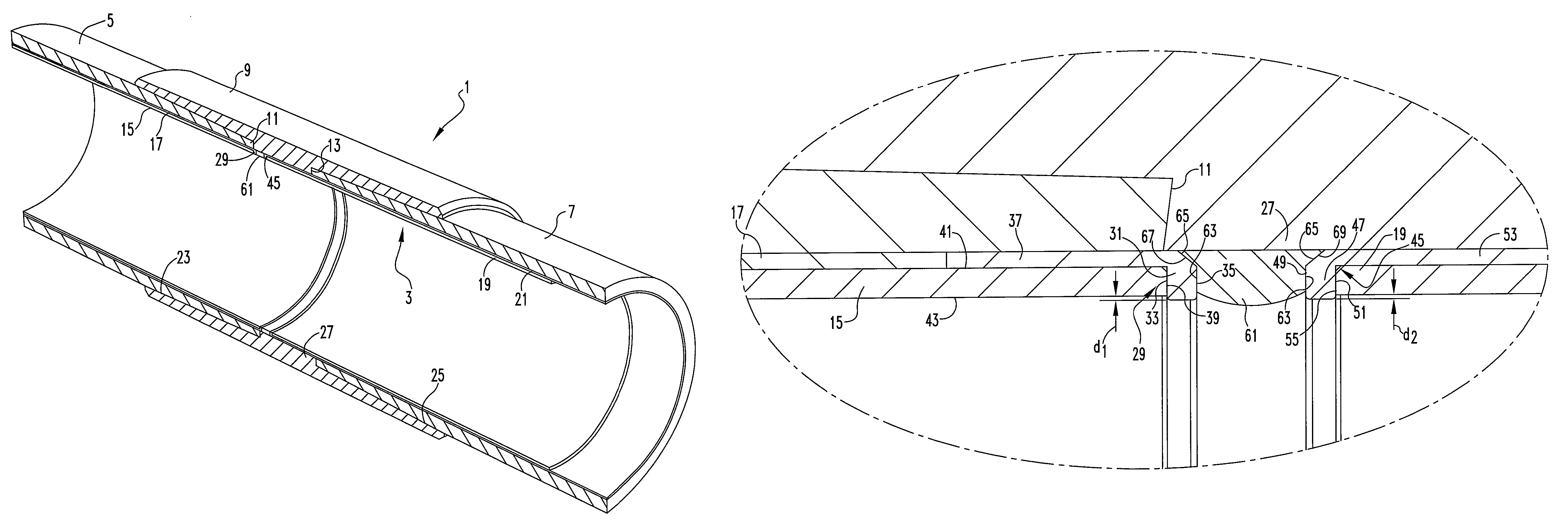 Flush fitting pipe lining system