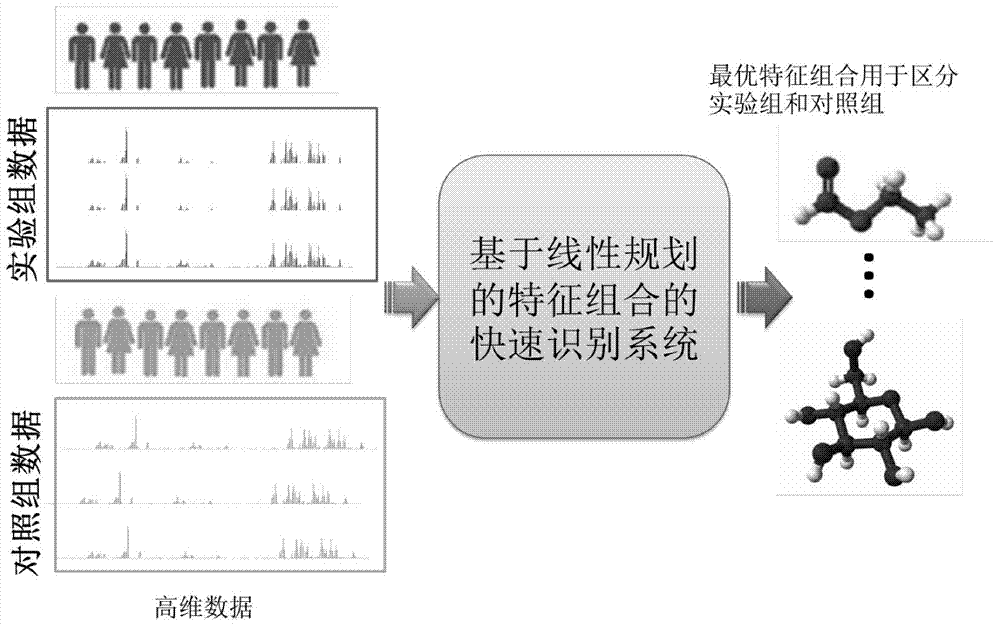 Method and system for quickly recognizing feature combinations in high-dimensional data