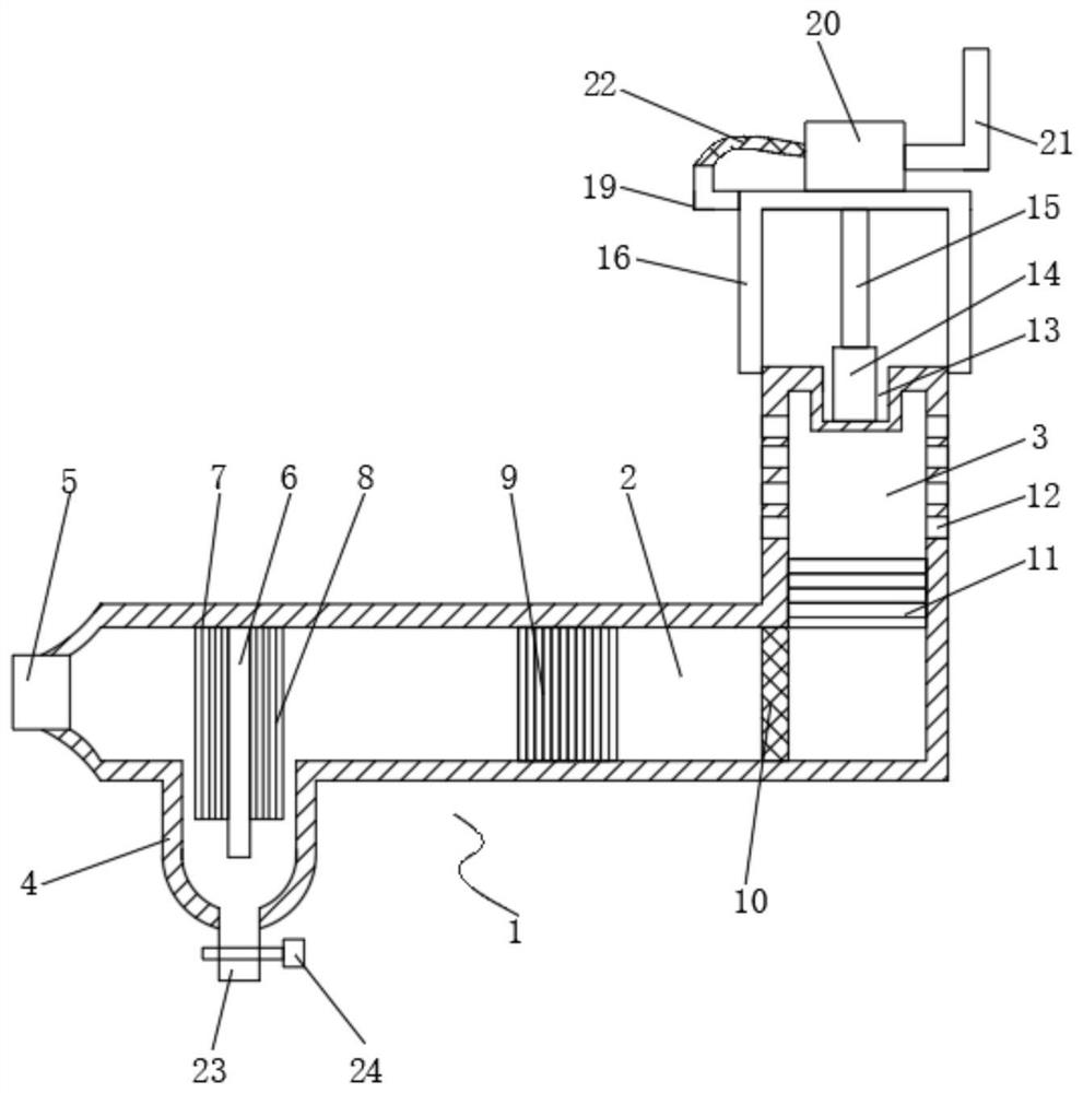 Boiler outlet flue structure with ash removal hole